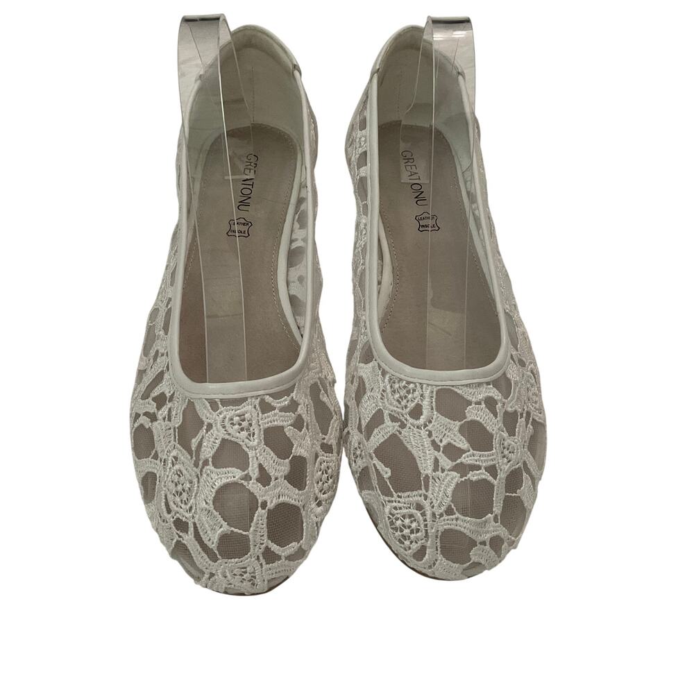 Greatonu White Lace Ballet Flats - Size 9.5
